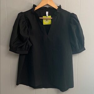 NWT Glam Blouse Top Shirt Large Black